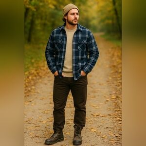 Men’s Navy Plaid Flannel Shirt – Highland Outfitters Medium